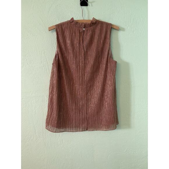 eri + ali Womens Sleeveless Small Taupe Metallic Threading Anthropologie Top - Picture 5 of 5